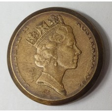 AUSTRALIA 1989 . TWO 2 DOLLARS COIN . ERROR . HALF LEGEND MISSING . ROUND EDGE